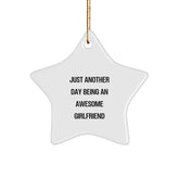 Funny Sweetheart Gifts for Christmas - 'Just Another Day Being An Awesome Sweetheart' Star Ornament from Sweetheart, Husband or Friends - Image 1